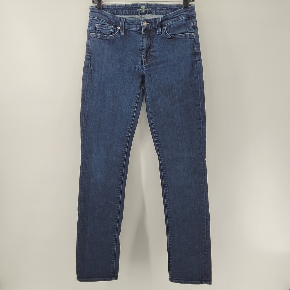 7 For All Mankind Kimmie Straight Leg Jeans Womens 30 Blue Dark Wash Denim Seven